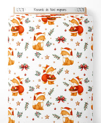 Tissu - Renards de Noël mignons