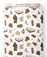 Tissu - Boxe marron sur fond blanc
