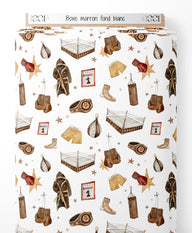 Tissu - Boxe marron sur fond blanc