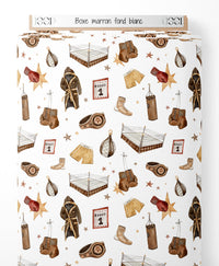 Tissu - Boxe marron sur fond blanc