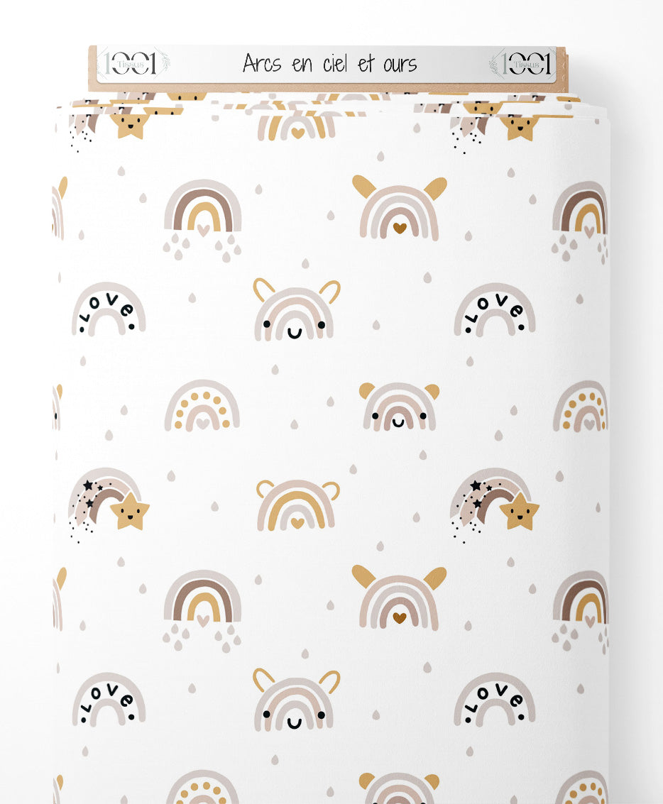 Tissu - Arcs-en-ciel et ours