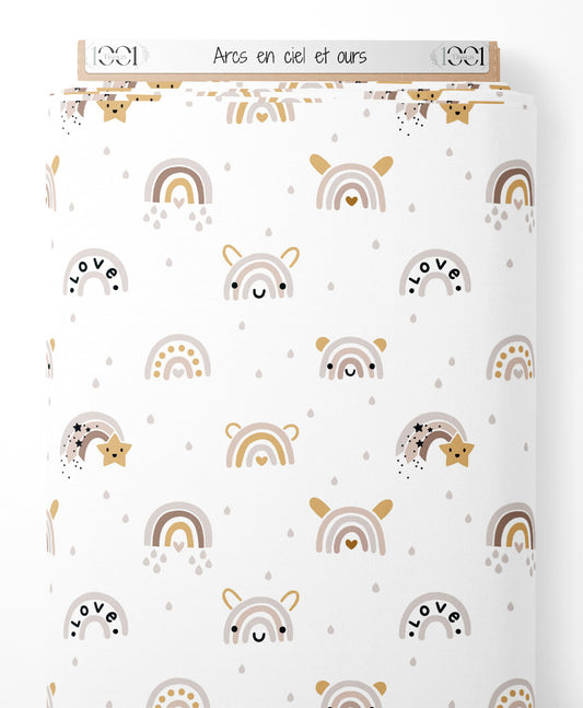 Tissu - Arcs-en-ciel et ours