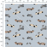 Tissu - Courses sur fond bleu dynamique