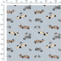 Tissu - Courses sur fond bleu dynamique