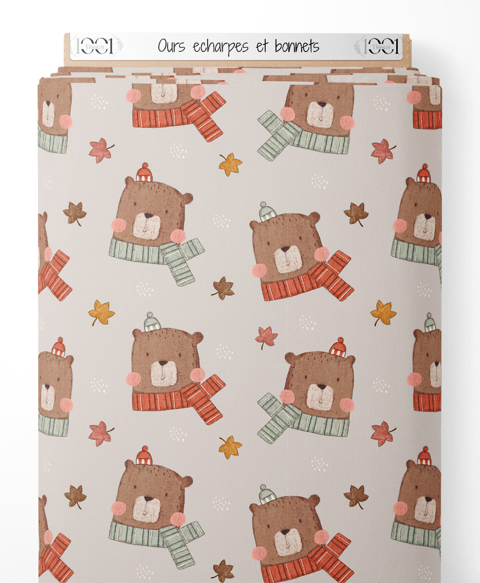 Tissu - Ours écharpes et bonnets