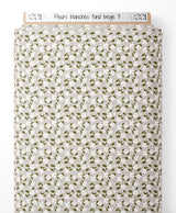 Tissu - Fleurs blanches sur fond beige 3