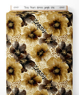 Tissu - fleurs dorees jungle chic