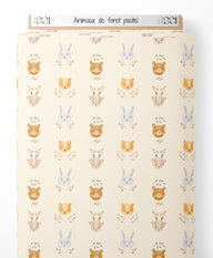 Tissu - Animaux de forêt pastel