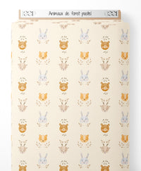 Tissu - Animaux de forêt pastel
