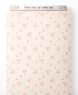 Tissu - Fleurs roses sur crème doux