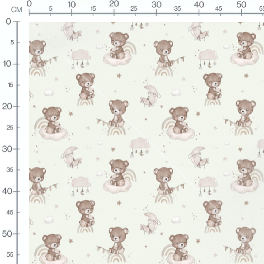 Tissu - Oursons bruns sur crème