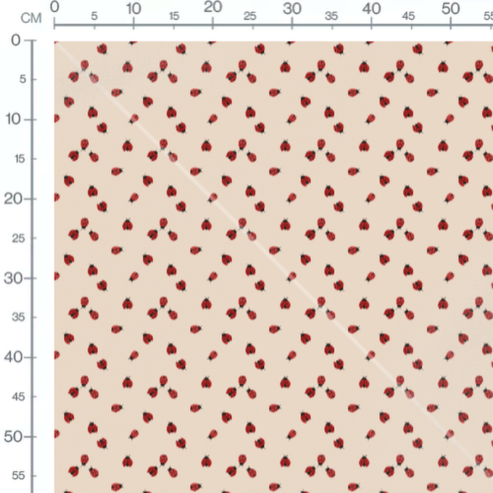 Tissu - Coccinelles à points noirs beige