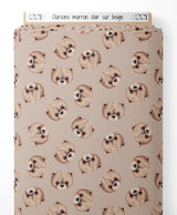 Tissu - Oursons marron clair sur beige