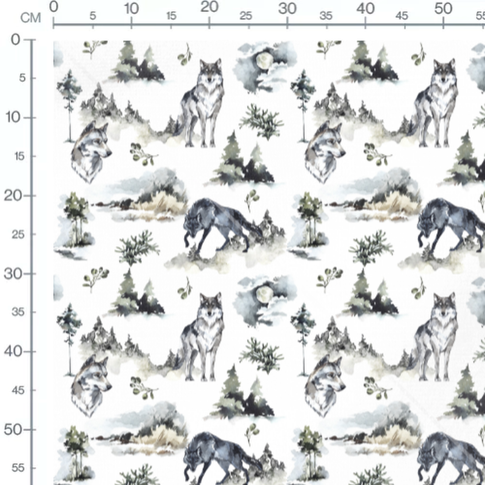 Tissu - Loups et paysages forestiers