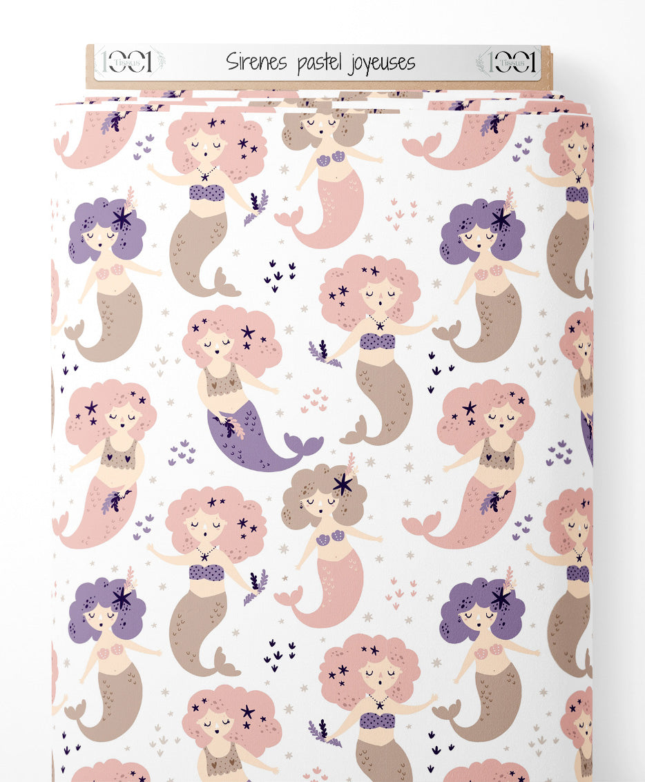 Tissu - Sirènes pastel joyeuses
