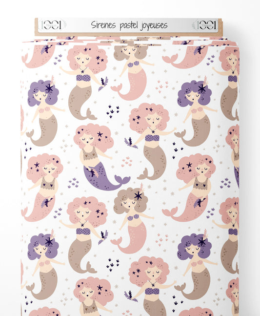 Tissu - Sirènes pastel joyeuses