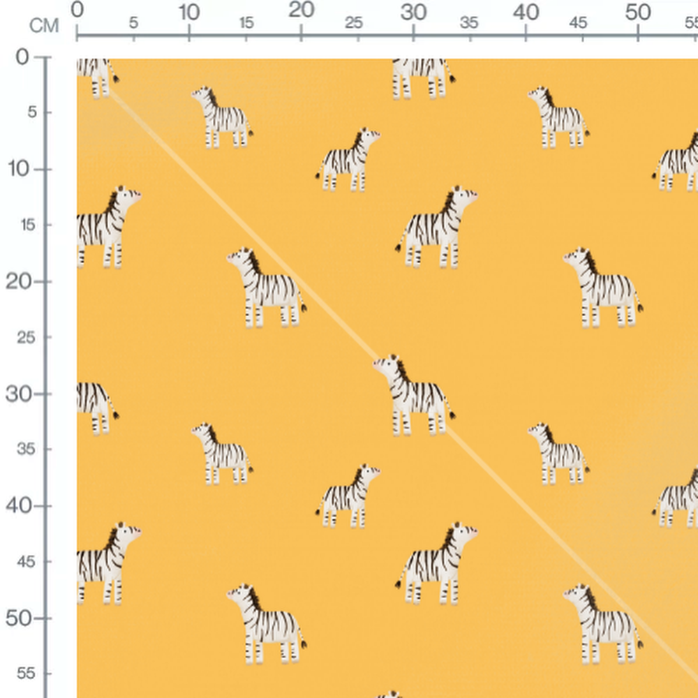Tissu - Zèbres sur fond jaune
