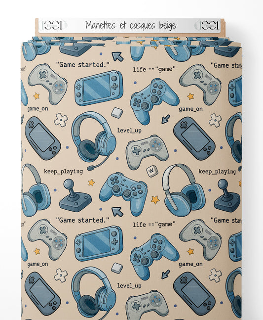 Tissu - Manettes et casques beige