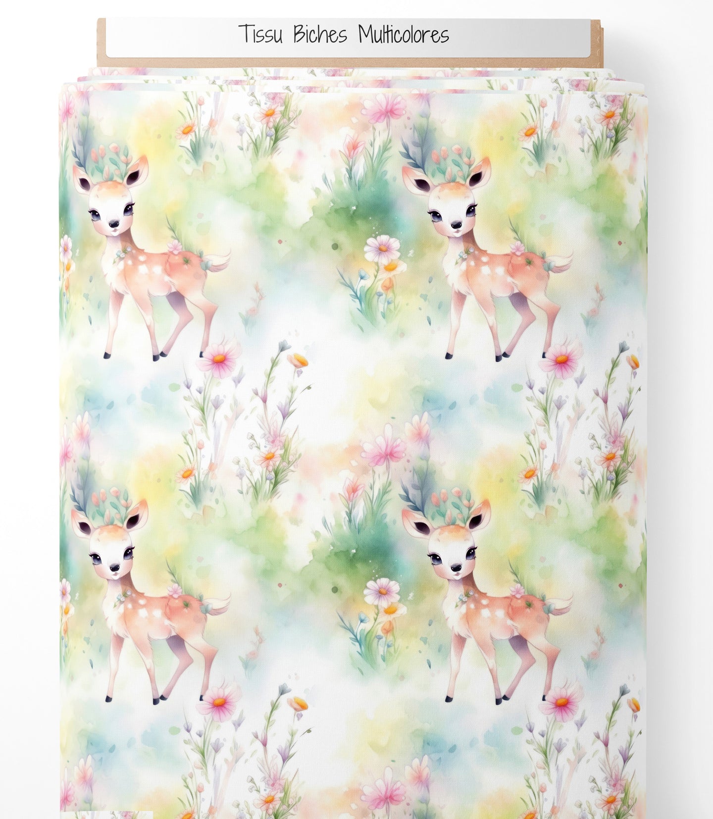 Tissu - Biches multicolores