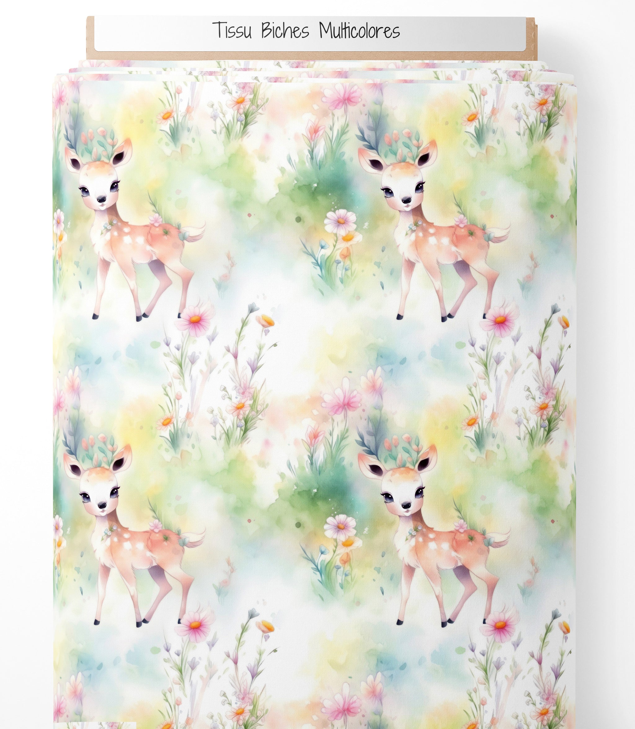 Tissu - Biches multicolores