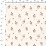 Tissu - Ours et cerises sur crème 2