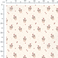 Tissu - Ours et cerises sur crème 2