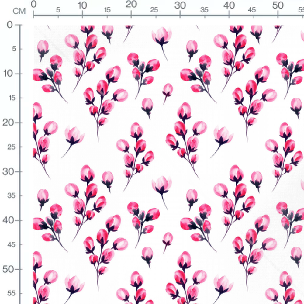 Tissu - Fleurs roses et touches noires