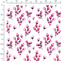 Tissu - Fleurs roses et touches noires