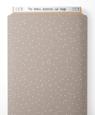Tissu - Pois blancs dispersés sur beige