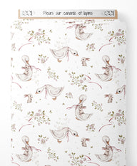 Tissu - Fleurs sur canards et lapins