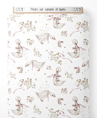 Tissu - Fleurs sur canards et lapins