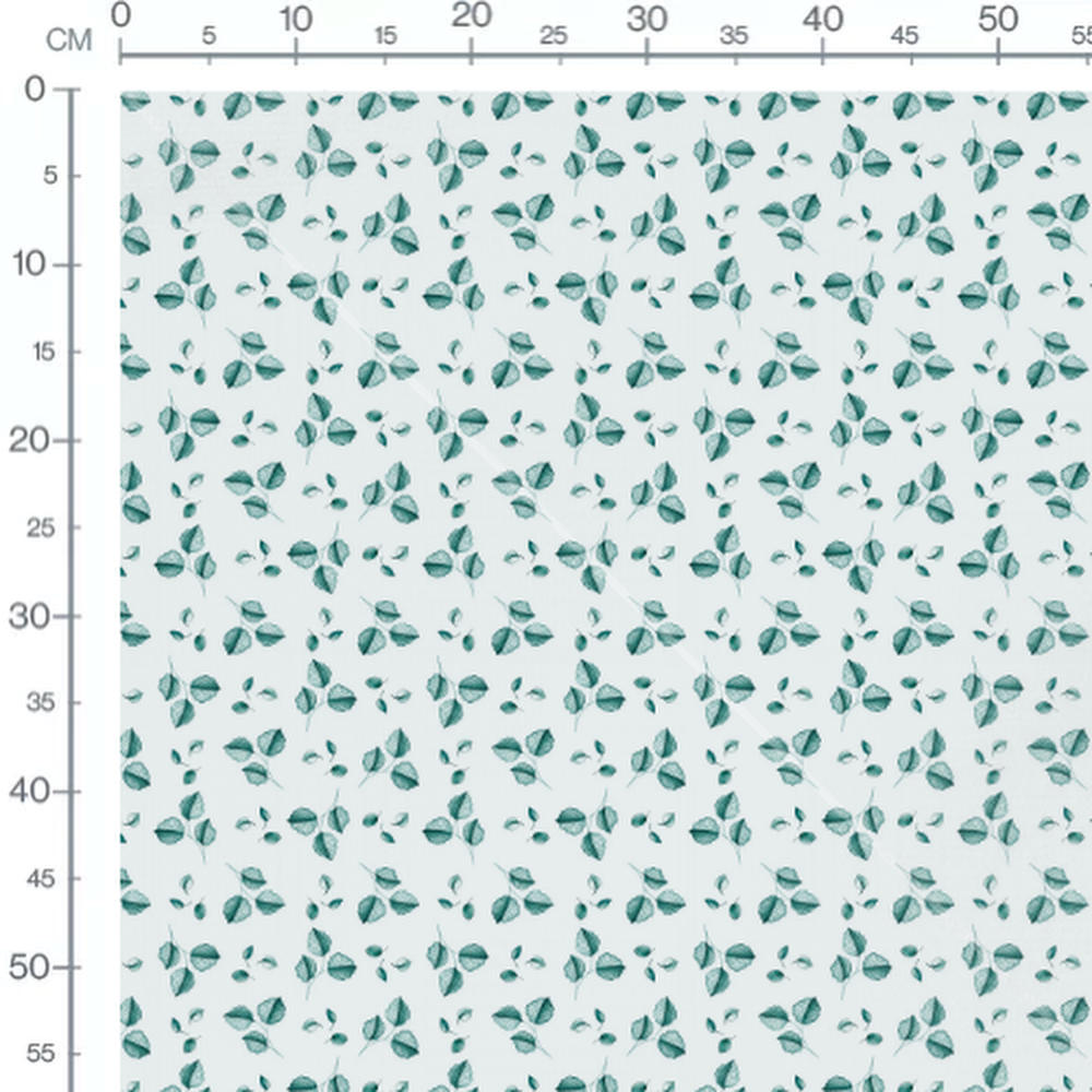Tissu - Petites feuilles sur blanc