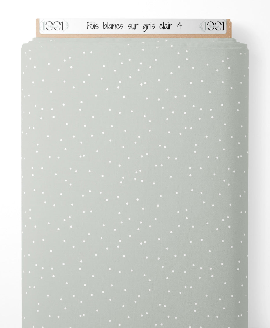 Tissu - Pois blancs sur gris clair 4