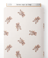 Tissu - Oursons rayés sur beige