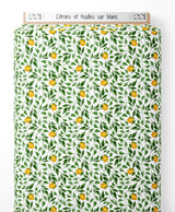 Tissu - Citrons et feuilles sur blanc