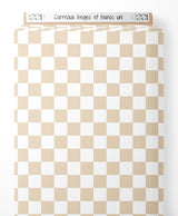 Tissu - Carreaux beiges et blancs uni