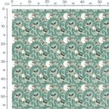 Tissu - Papillons et feuillages verts