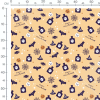 Tissu - Motifs Halloween sur fond orange