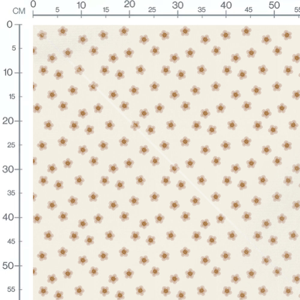 Tissu - Fleurs beige à centre marron