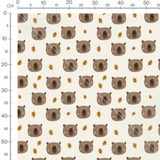 Tissu - Têtes d'ours et feuilles
