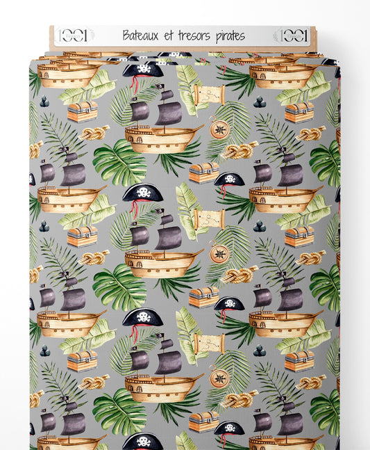 Tissu - Bateaux et trésors pirates