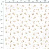 Tissu - Lapins beige et rubans rouges