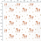Tissu - Chevaux et feuilles aquarelle