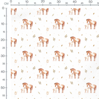 Tissu - Chevaux et feuilles aquarelle