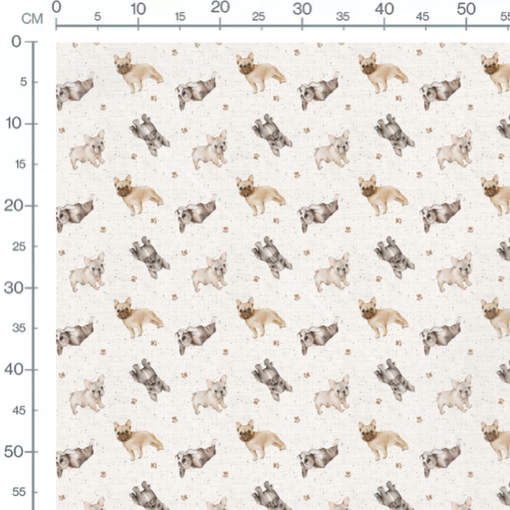 Tissu - Chiens marron et empreintes