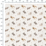 Tissu - Chiens marron et empreintes