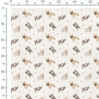 Tissu - Chiens marron et empreintes