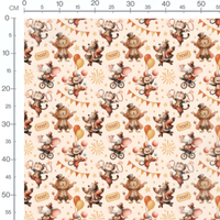 Tissu - Cirque amusant sur fond beige