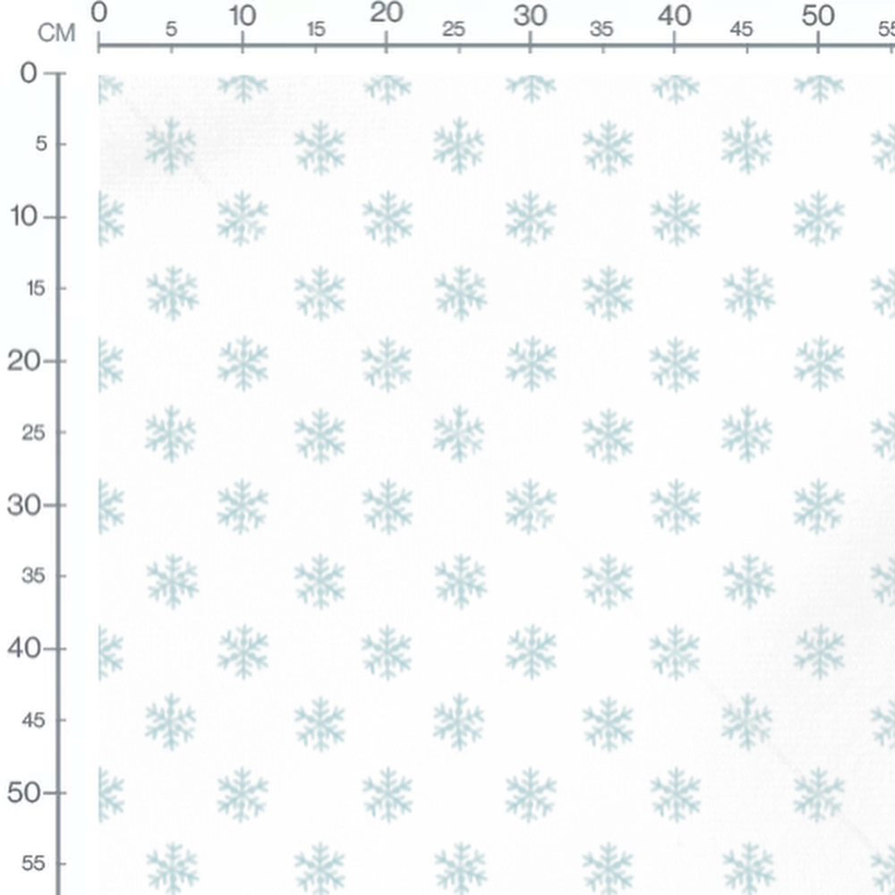 Tissu - Flocons bleus sur blanc