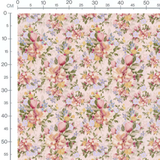 Tissu - Bouquets roses sur rose clair
